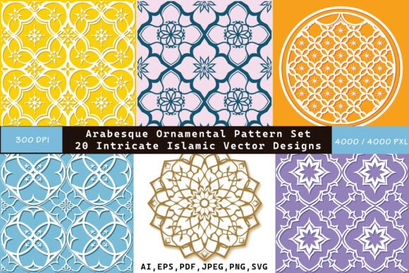 20 Arabesque Vector Patterns: Premium Graphics & Illustrations