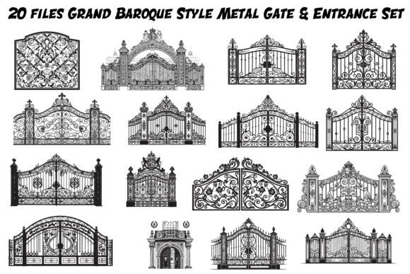 20 Grand Baroque Metal Gate Graphics & Illustrations