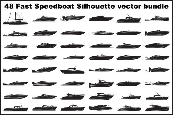 48 Fast Speedboat Silhouette Vector: Graphics & Illustrations for Dynamic Branding