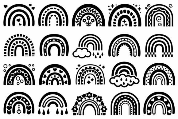 Black and White Boho Rainbows Graphics