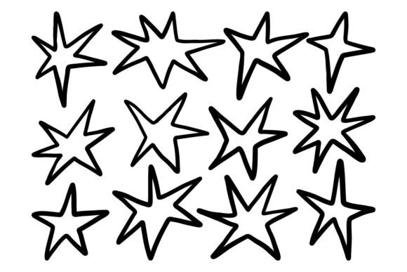 Bold Star Doodle Vector Set Graphics