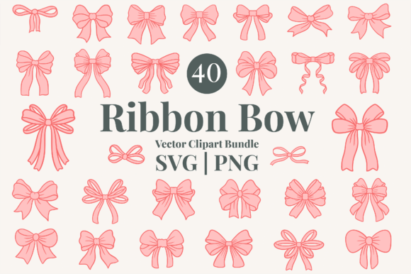 Coquette Ribbon Bow Illustration Bundle