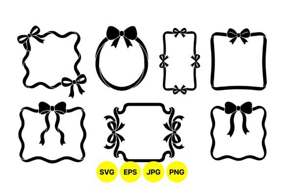 Elegant Ribbon Frame Clipart Set: Graphics & Illustrations