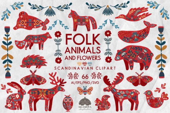 Folk Animals and Flowers: Graphics & Illustrations Review