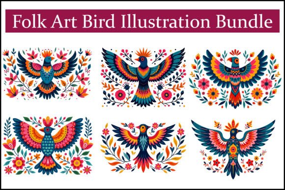 Folk Art Bird Bundle: Graphics & Illustrations