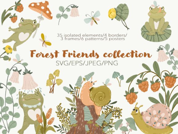 Forest Friends Collection: Whimsical Graphics & Illustrations