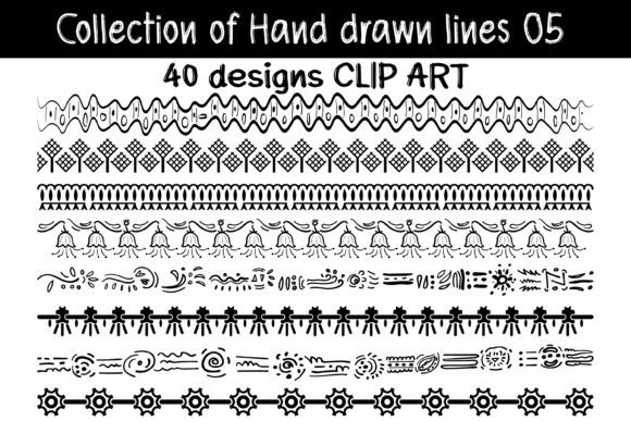Freehand Line, Doodle Borders Clipart: Graphics & Illustrations
