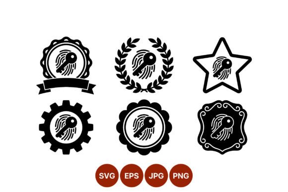 Key Fingerprint Security Badge Vector: Graphics & Illustrations