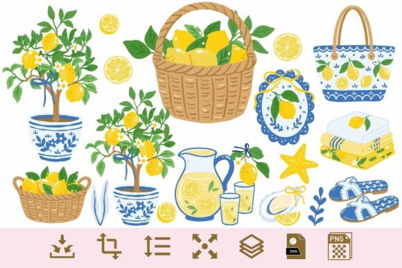 Lemon Summer Clipart PNG SVG Bundle