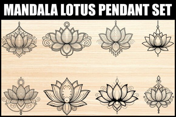 Mandala Lotus Pendant Vector Pack: Graphics & Illustrations