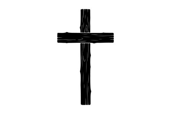 Minimalist Black Wooden Cross: Graphics & Illustrations