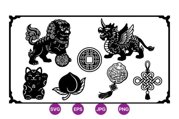 Oriental Traditional Icon Vector Set: Graphics & Illustrations