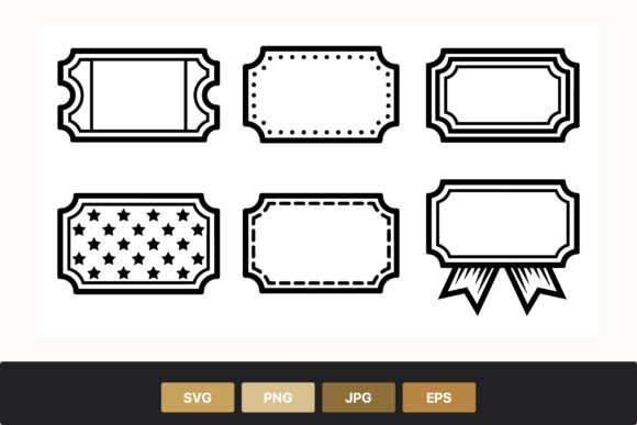 Ornate Ticket Label Frame Vector Icons: Graphics & Illustrations