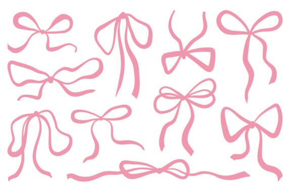 Pink Bow Doodle Graphics & Illustrations for Brands