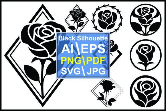 Rose Silhouettes: Geometric Graphics & Illustrations
