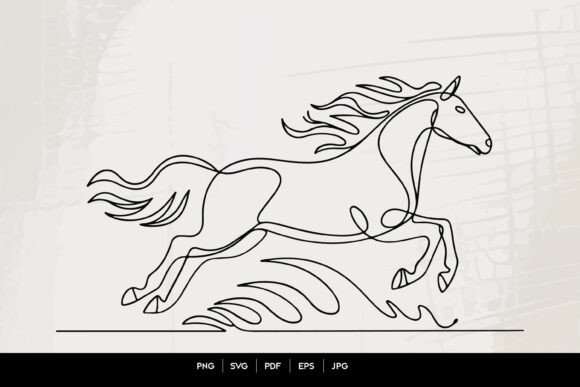 Running Horse Line Art SVG: Graphics & Illustrations