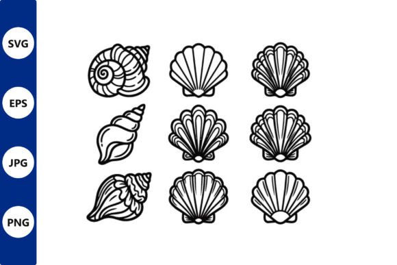 Seashell Grid Vector Icons: Graphics for Creative Sellers