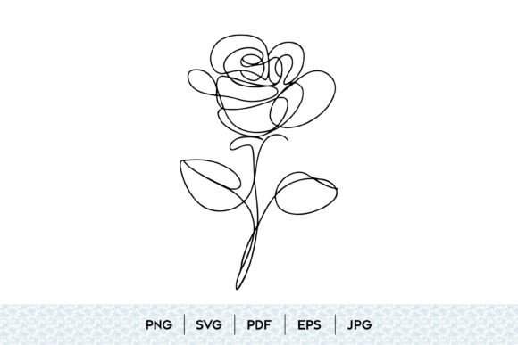 Single Line Rose Flower SVG: Graphics & Illustrations