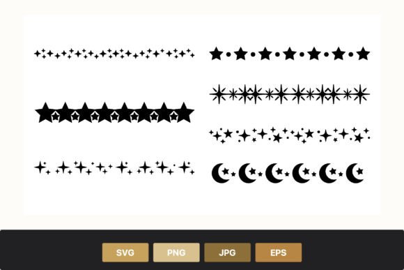 Star Moon Border Set: Celestial Graphics & Illustrations