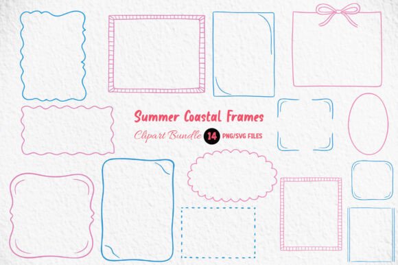 Summer Coastal Frames Clipart: Graphics for Creative Design