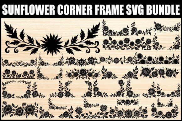 Sunflower Corner Frame SVG Set Graphics