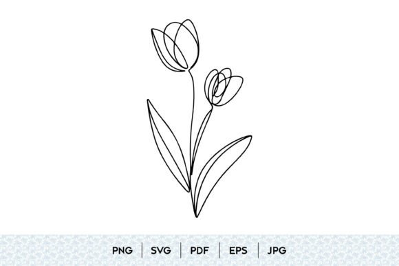 Tulip Flower Line Art: A Designer's Review for Embroidery