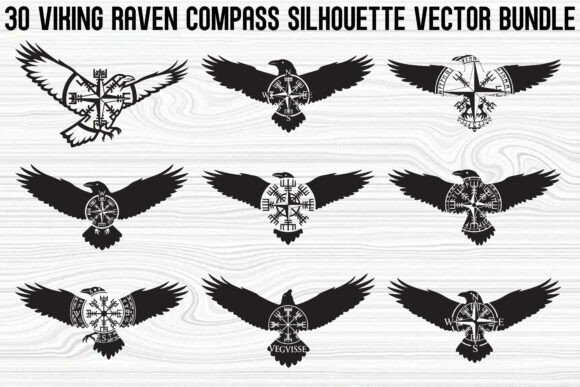 Viking Raven Compass Bundle: Bold Graphics & Illustrations