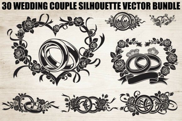 Wedding Rings Silhouette Bundle: Premium Graphics & Illustrations