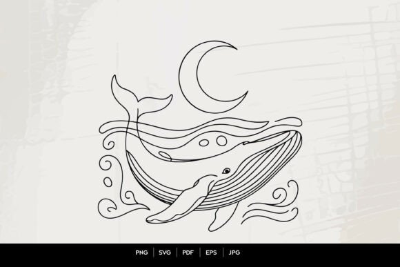 Whale Line Art SVG: Graphics & Illustrations for Branding