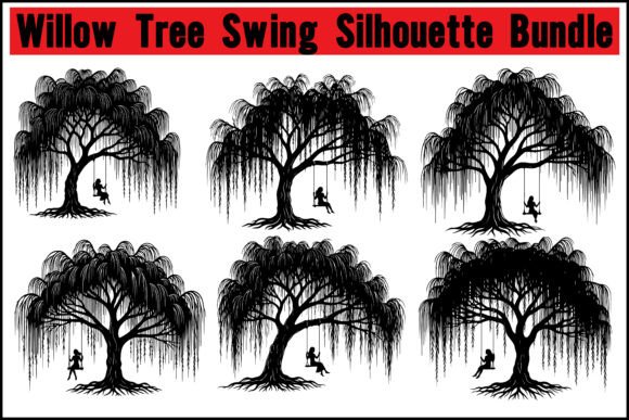 Willow Tree Swing Silhouette Bundle – Graphics and Illustrations